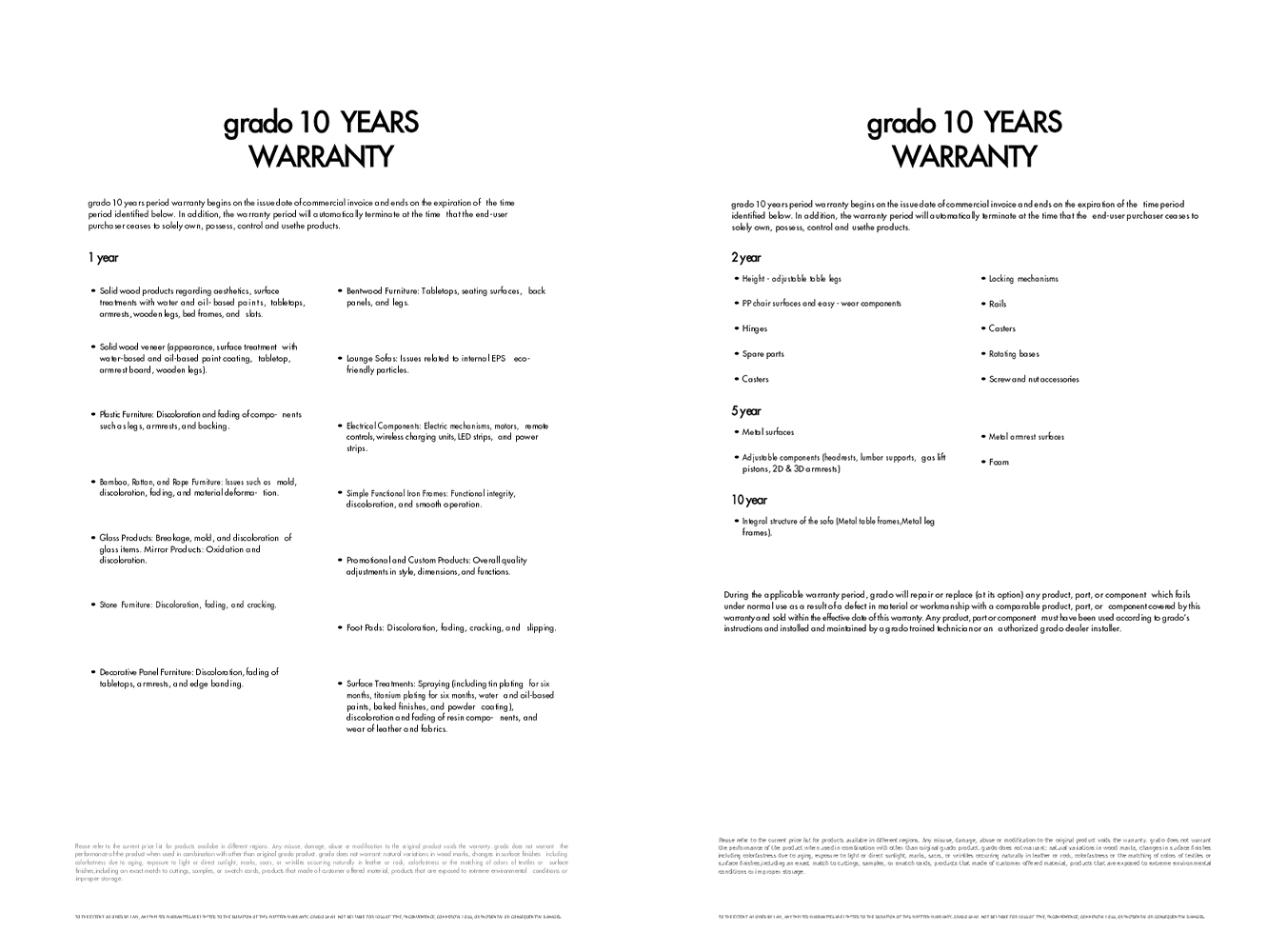 10 years warranty document