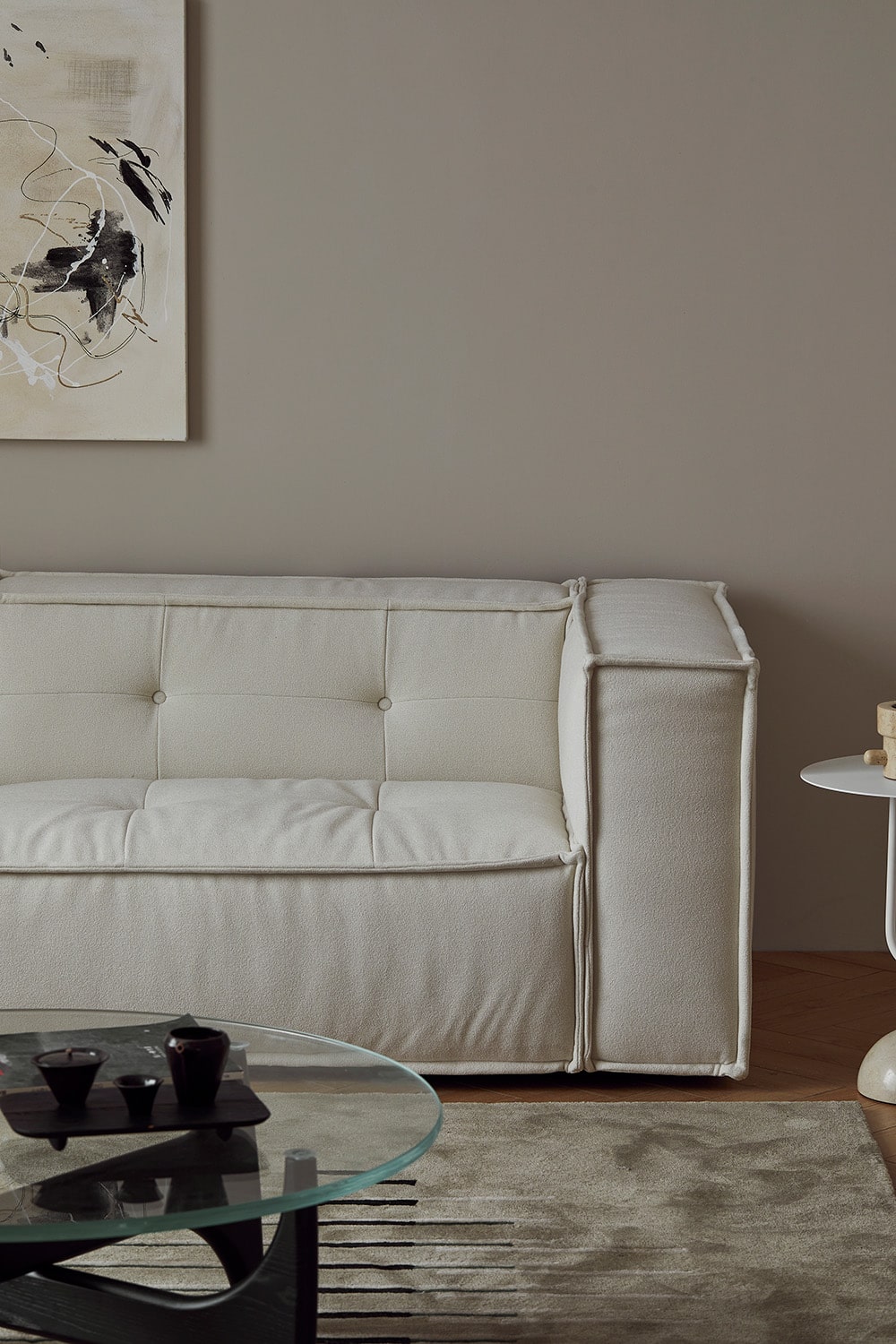Butter Sofa French Seam Tufted