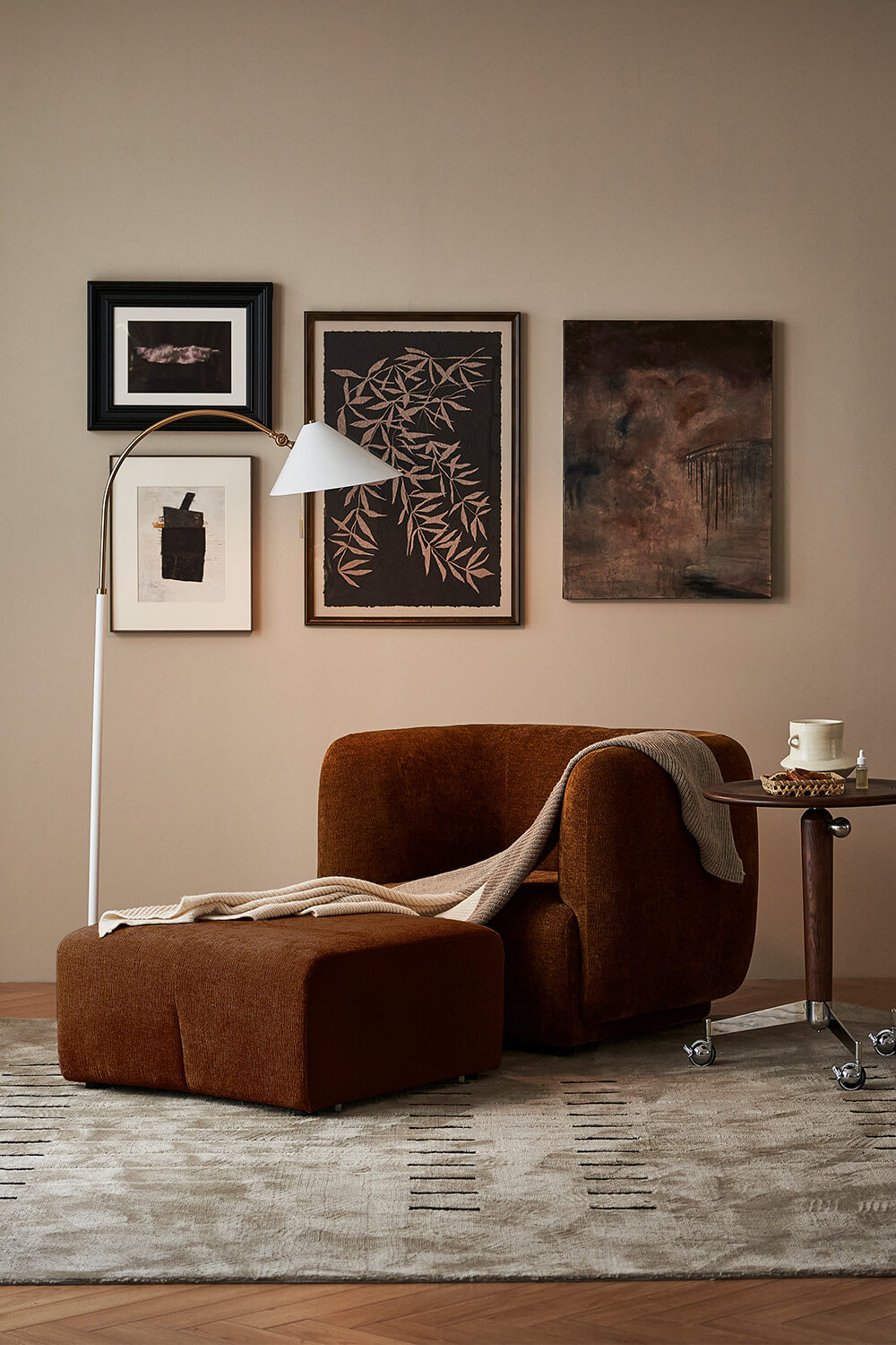 Plum Modular Sofa with Footstool