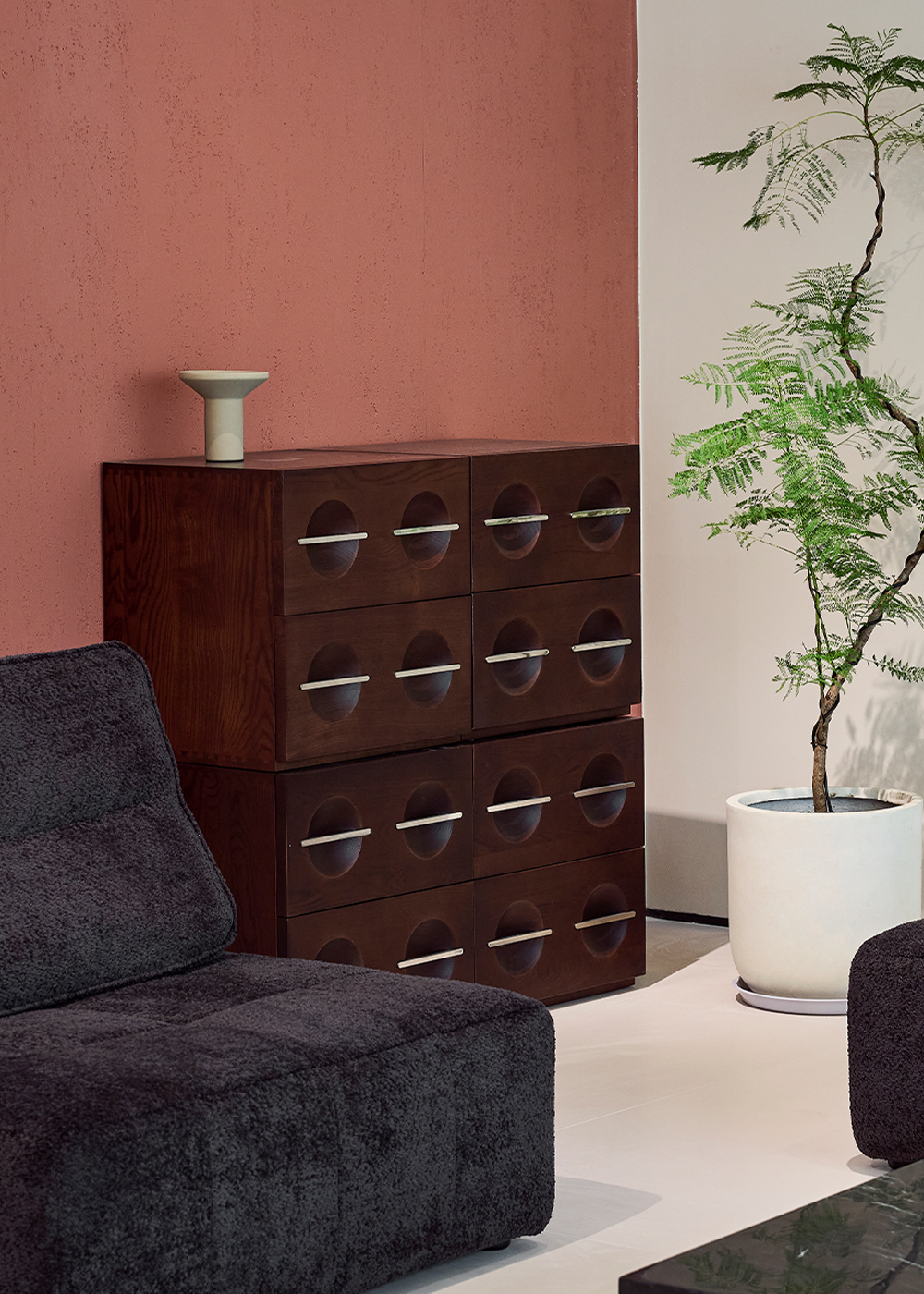 living room biophilic interior design 