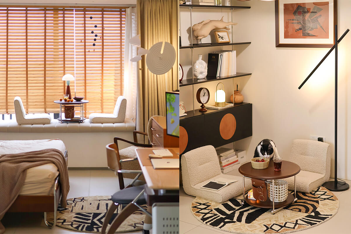 The bay window chair is small and easy to move